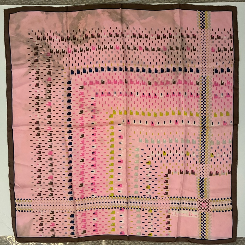 Christian Dior Pink and Brown Scarf